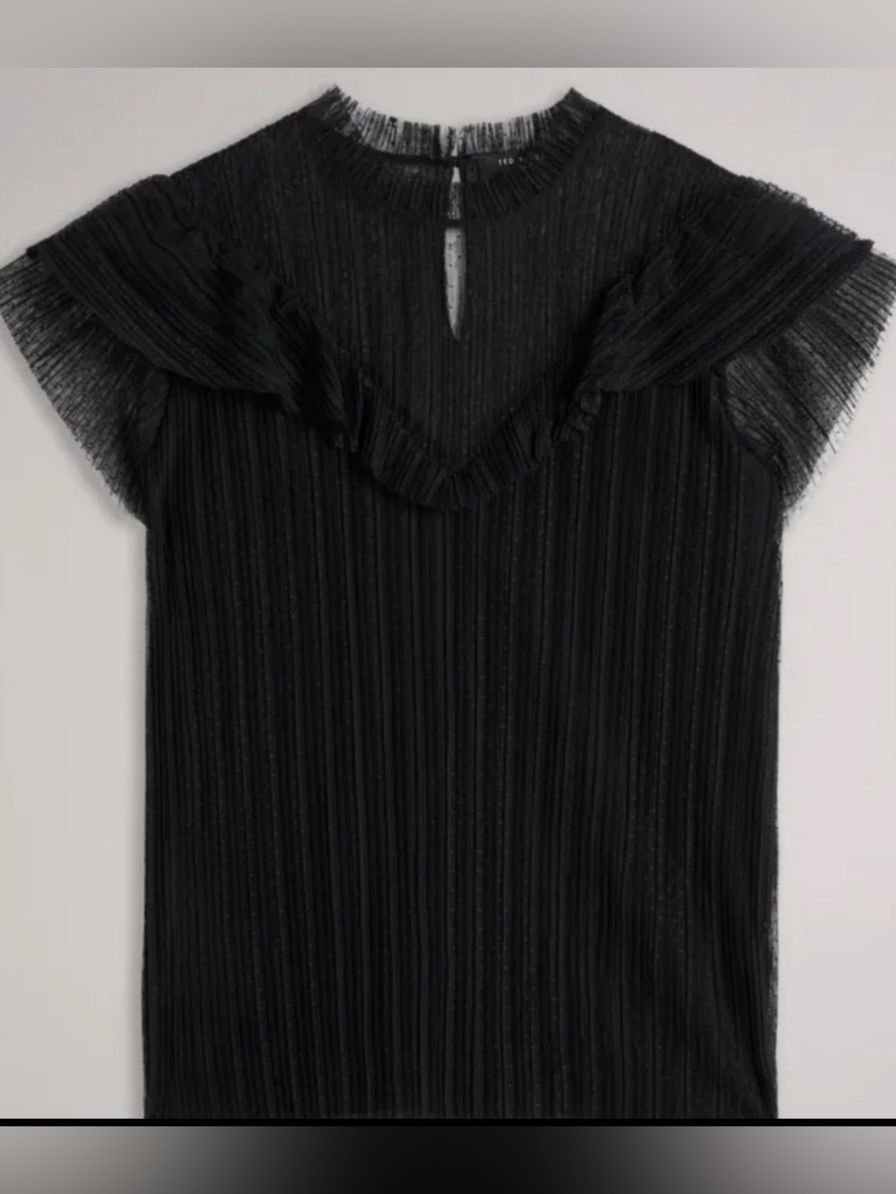 NWT Kaelly Ted Baker Pleated Mesh Top With Frill